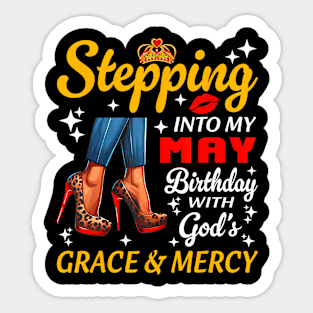 Stepping Into May Birthday Black Woman Girl High Heels Sticker